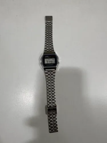 Casio Vintage Unissex prata digital A158WA-DF1 ORIGINAL