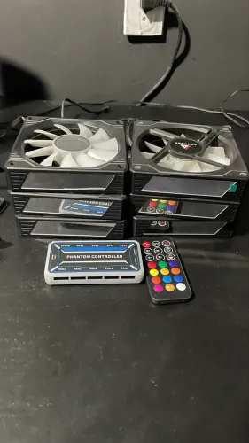 6 ventoinhas(fans) para gabinete+ controladora e controle