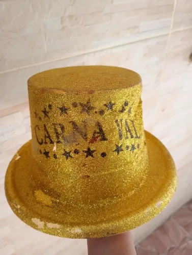 Chapéu Cartola Dourada com Brilho - Tema Carnaval