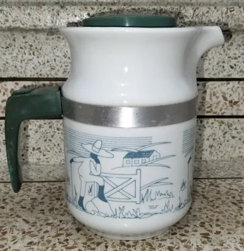 Bule Jarra de Café Vintage Porcelana Pozzani - Estampa Rural Rara