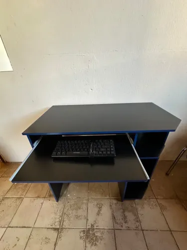 Mesa Escrivaninha Para Computador Escritório Pc Gamer Azul Clique Moveis