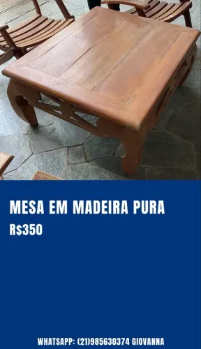 MESA DE CENTRO EM MADEIRA - 10% DE DESCONTO E PODE PARCELAR NO CARTÃO
