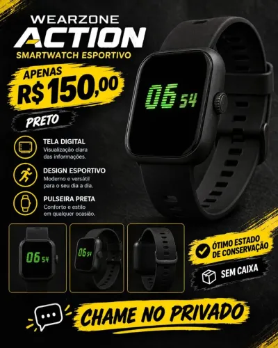 SMARTWATCH WARZONE ACTION PRETO