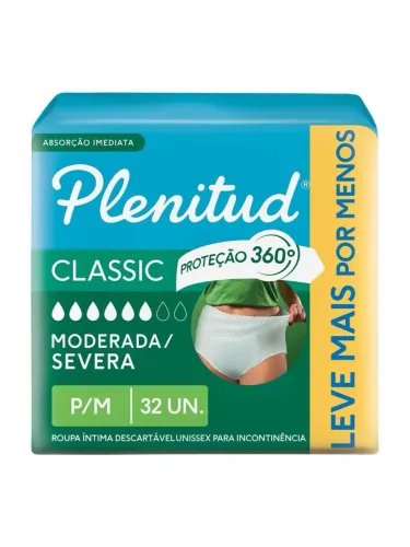 Roupa Íntima Plenitud Classic Unissex P/M 32 Unidades nova
