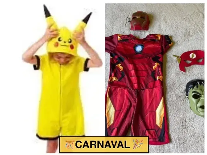 Carnaval - 2 Fantasias Infantil - Pokémon + Homem de Ferro