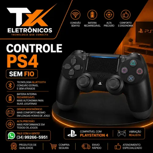 Controle para PS4 PlayStation 4 Sem Fio - Novo
