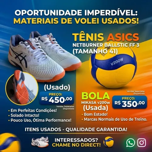 Tenis Asics e Bola Mikasa