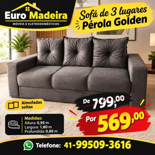 Sofá de 3 lugares Golden - Novo