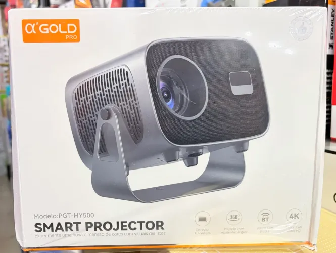Projetor smart Android 4k Wifi 5g Bluetooth 5.4 Hy500 T15 Pro