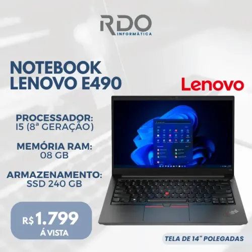 Notebook Comercial Lenovo E490 I5 8a Geração SSD 240GB