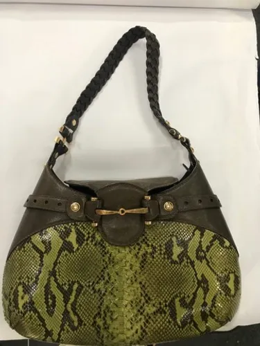 Bolsa  Nova Verde e Marron Original Saad em Couro Legitimo de Python