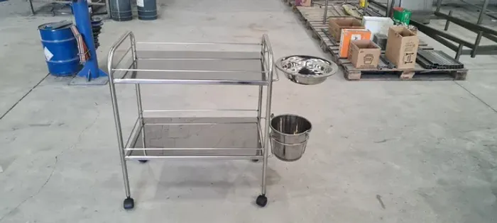 Carrinho hospitalar para curativo em inox