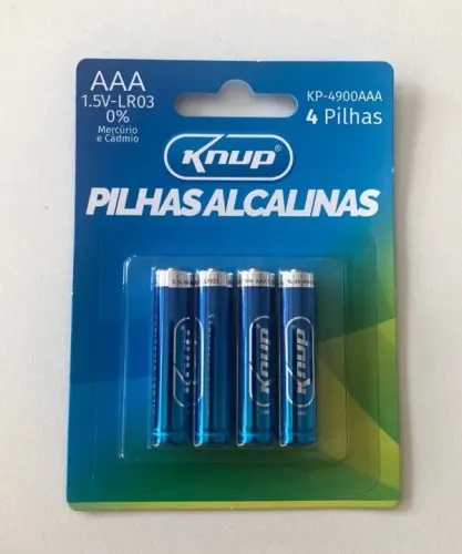 Pilhas Alcalinas Aaa Longa Duração Cartela com 4 unidades Knup Kp-4900aaa Novas Lacradas