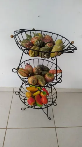 Jogo de Cestas de Metal para Frutas e Vegetais Grande