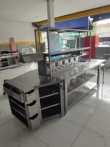 Condimentadora bancada Inox sob medida- pista de montagem personalizada 