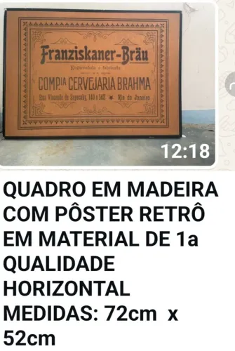 Quadro Retrô Cerveja Brahma Franziskaner-Bräu 72x52cm