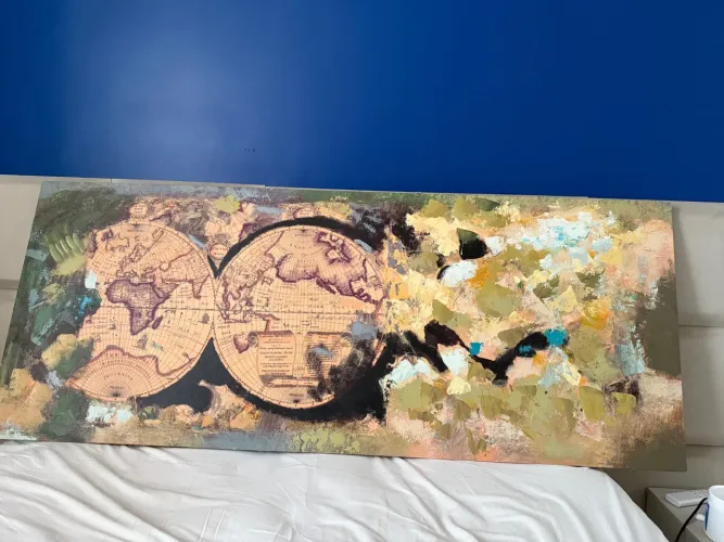 Quadro Mapa Mundi Abstrato
