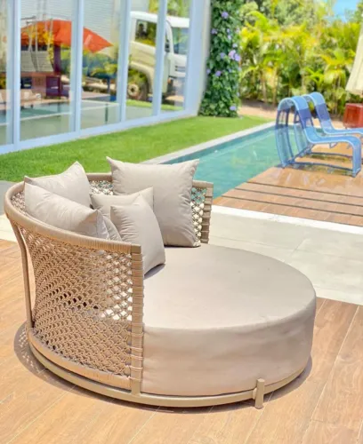 CHAISE LUXO MACRAMÊ PARA PISCINA
