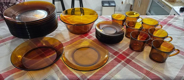 Conjunto prato mesa e cozinha Duralex Âmbar Original em perfeito estado, como novo sem uso