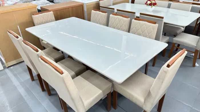 Mesa de Jantar Moderna com Cadeiras mesa maior 8 cadeiras