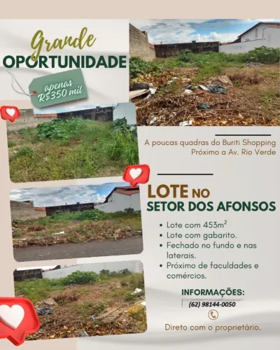 Lote Setor dos Afonsos 450m2