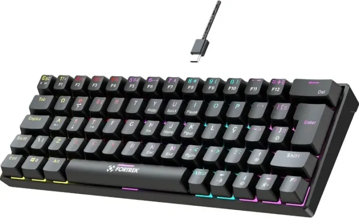 Teclado Gamer Mecânico Fortrek Gravity 65 Compact Preto Switch Outemu Red Novo