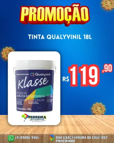 Tinta qualyvinil 18l R$ 119,90 