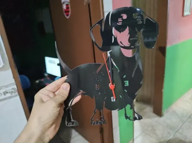 relogio cachorro de disco de vinil