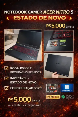 NOTEBOOK GAMER ACER NITRO 5 - ESTADO DE NOVO 