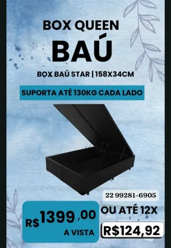 Box Queen Baú Star 158x34cm - Suporta 130kg!