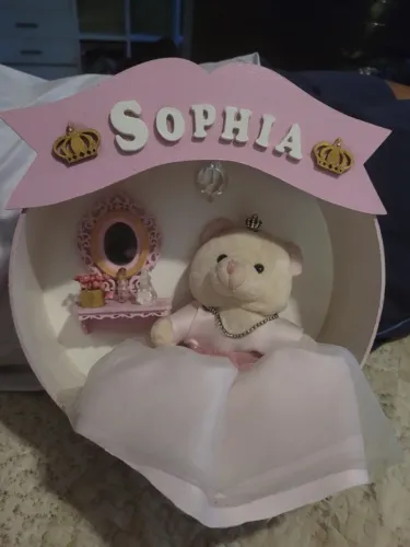 Quadro decorativo porta de maternidade quarto de bebe ursinha SOPHIA