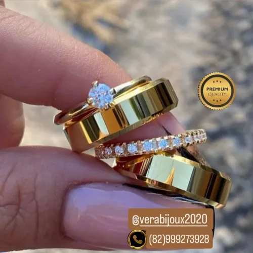 COMBO 4 PEÇAS ALIANÇAS CASAMENTO 