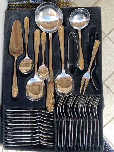 Faqueiro Alemão Solingen detalhes ouro completo