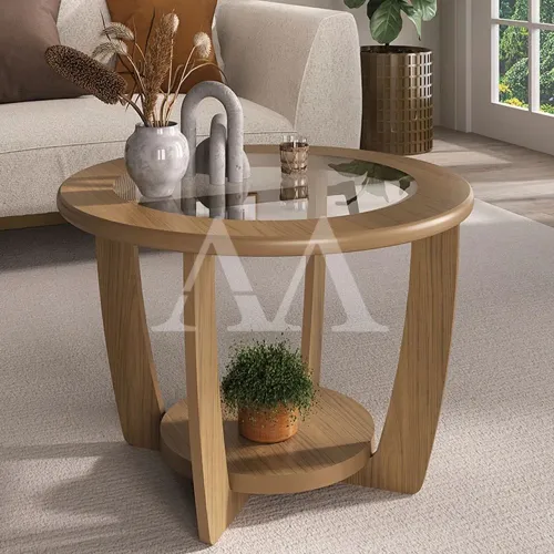 Mesa de Centro Curve 100% MDF Artely Carvalho<br><br>