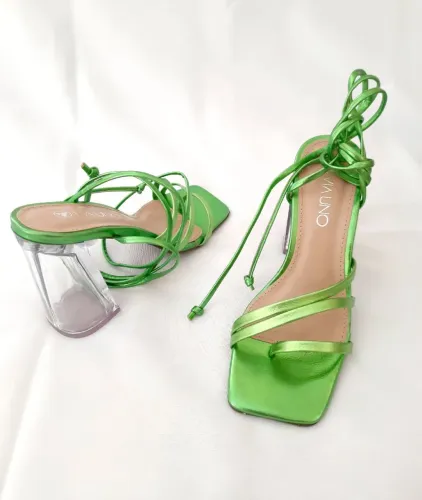 Sandália Verde Salto cristal VIA UNO