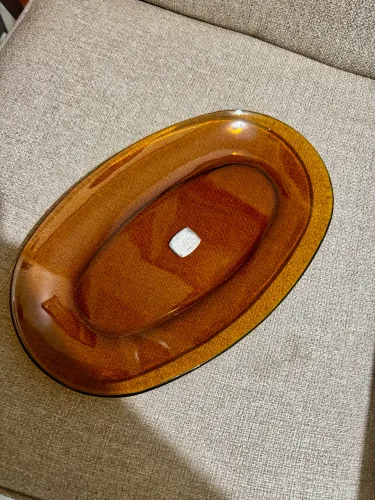 Bandeja de Vidro Âmbar Oval 30cm