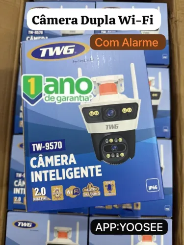 Câmera Inteligente Wi-Fi PTZ Dual Lens TWG TW-9570 e um equipamento de segurança