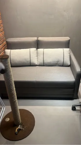 Sofá-Cama Casal 2 Lugares Herval Aurora, Linho Chumbo, 146 cm