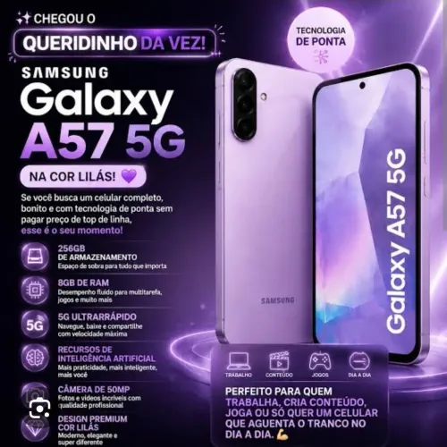 Vendo Samsung galaxy A57 novo 1 ano de garantia vendendo abixo do preço