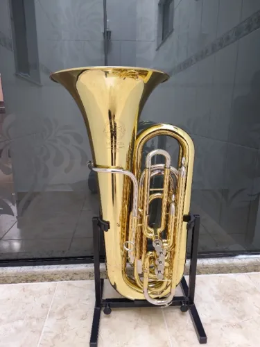 Tuba 3/4 HS Musical TB3 Sib Laqueada/Acessorios Niquelado- NOVA/TROCO