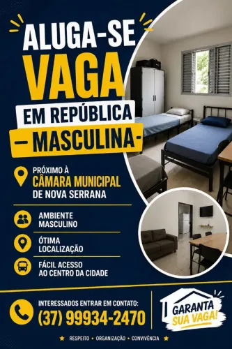 Vaga Disponível em República Masculina | Excelente Localização