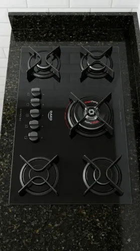 COOKTOP DAKO SUPREME 5 BOCAS EM VIDRO TEMPERADO PRETO