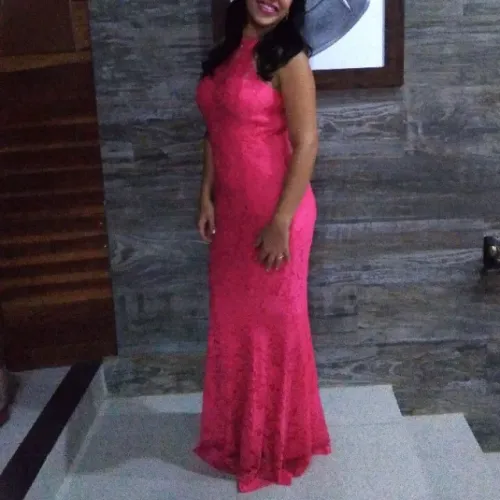 Vestido Longo de Renda Coral Pink Festa, Formatura e Casamento Tam 38/42