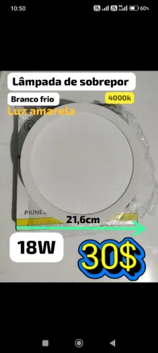 Lâmpada led de sobrepor 18w Branco frio 4000k