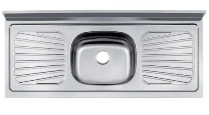 Pia de Cozinha Aço INOX 430 s/Válvula Tramontina 93041/506/556 120x52cm com levas detalhes