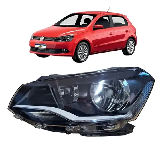 Farol Esquerdo Gol G6 2013 14 15 2016 Foco Duplo Masc Negra Esquerdo/motorista