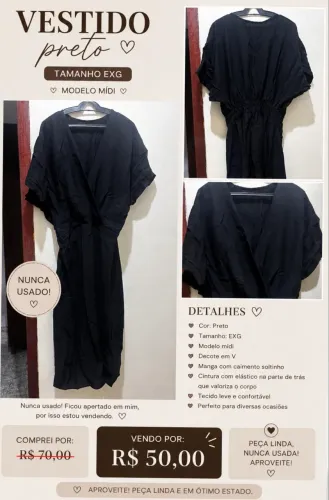 Vestido preto midi