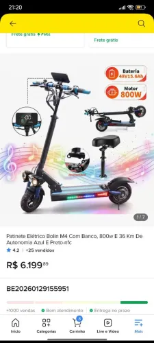 Patinete elétrico 800w