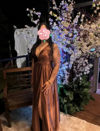Vestido de festa longo - Marrom (terracota) M