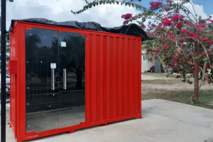 Novo Container Office Timbó SC - Piso Naval Chave Tetra Rápido